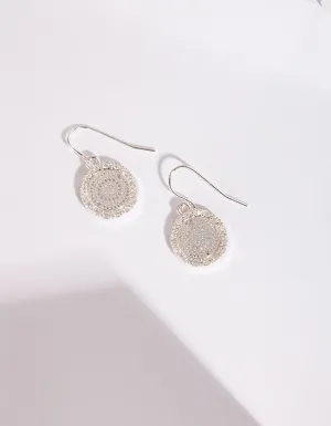 Silver Cubic Zirconia Edge Stamp Earring