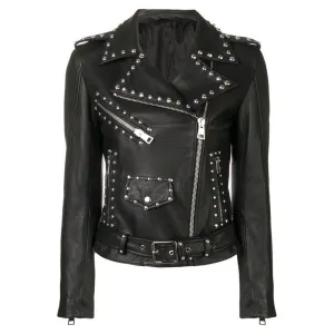 Silver Studded Punk Leather Jacket