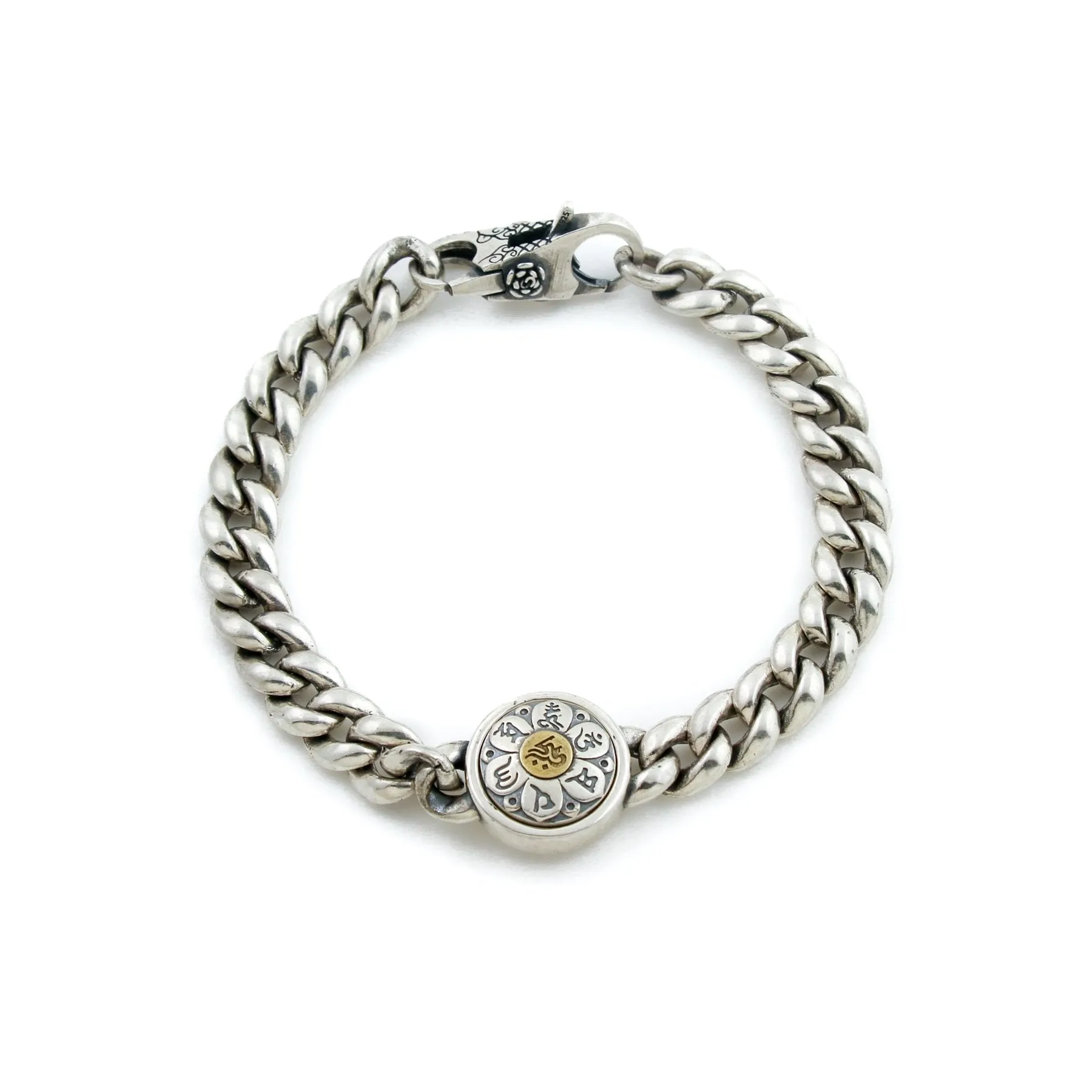 Silver x Brass Spinner Curb Link Bracelet