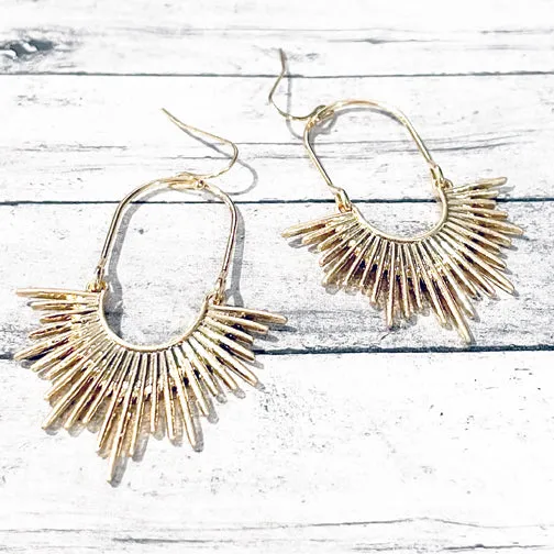 Spiked Oval Drop Boho Earrings (GOLD OR SILVER)