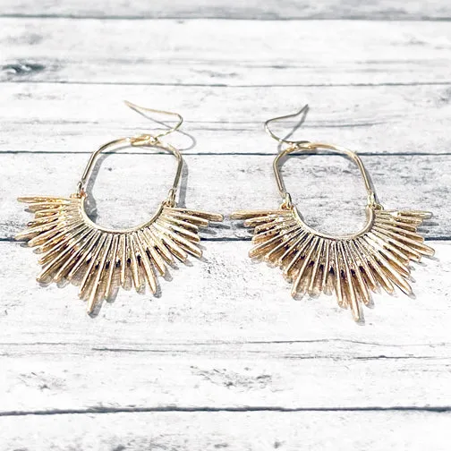 Spiked Oval Drop Boho Earrings (GOLD OR SILVER)