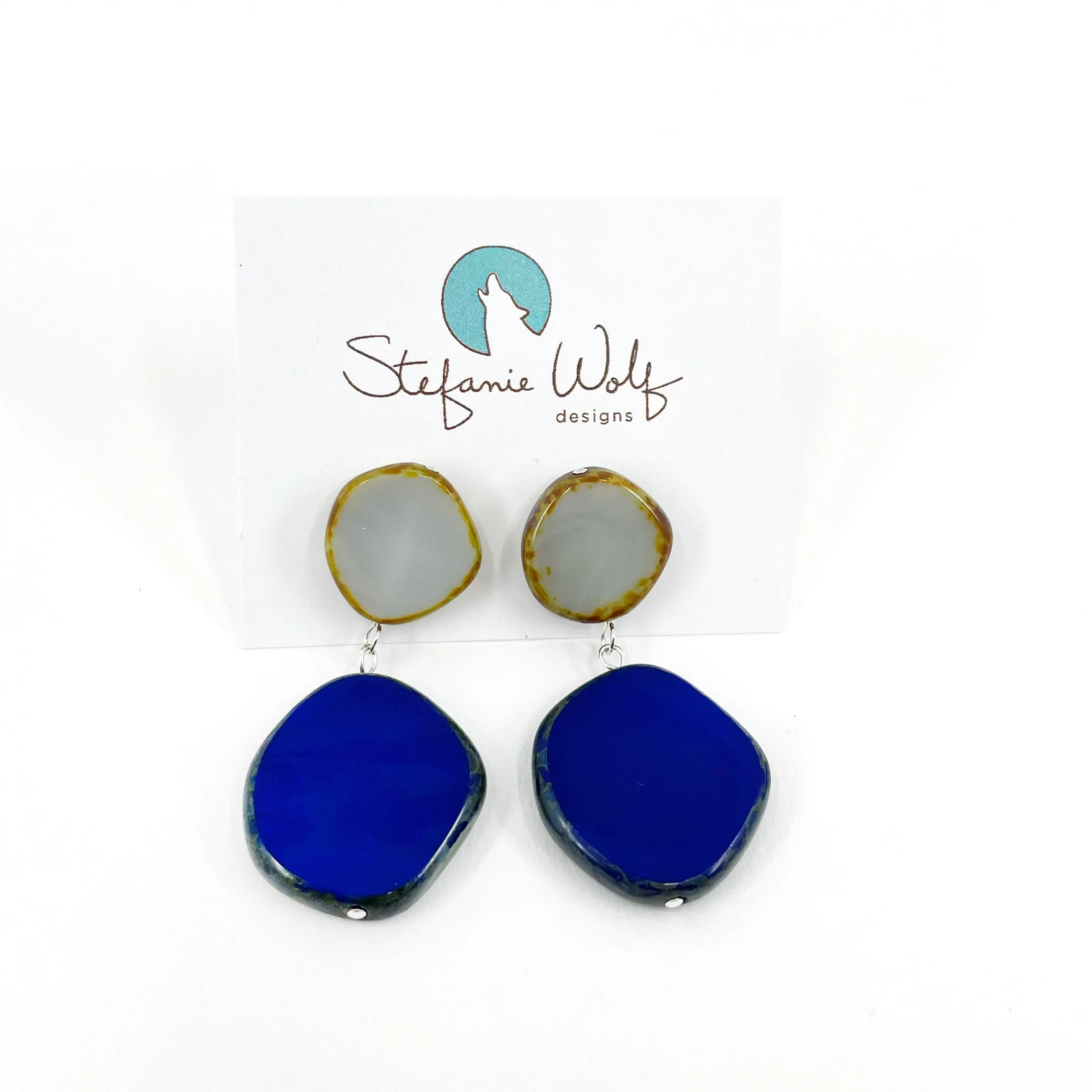 Statement Earrings, Drop Earrings on Post, Circle Duo