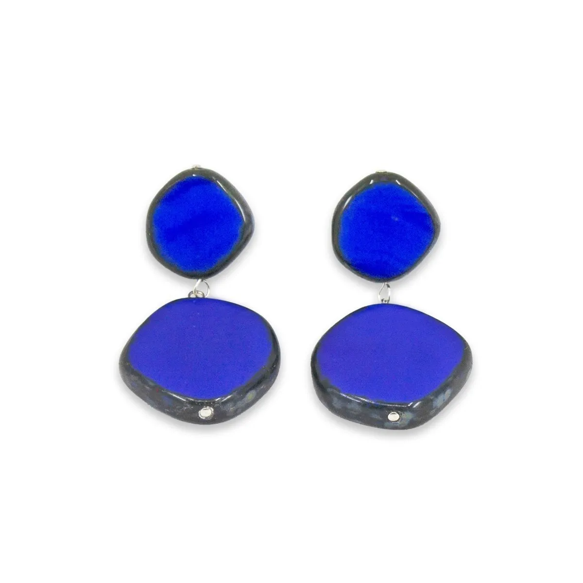 Statement Earrings, Drop Earrings on Post, Circle Duo