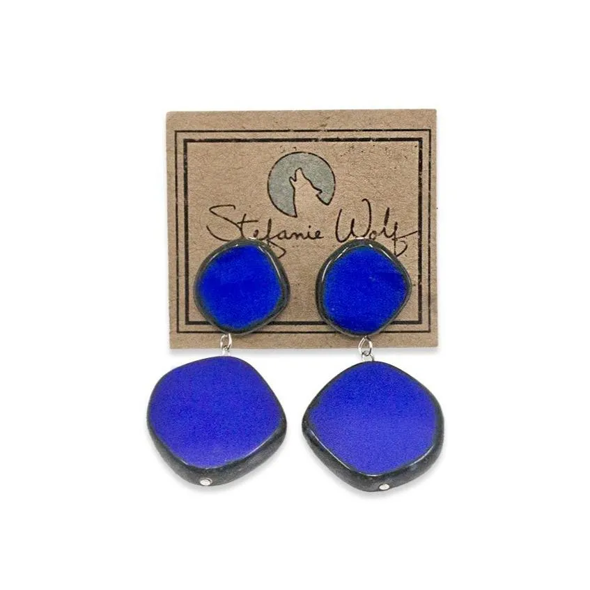 Statement Earrings, Drop Earrings on Post, Circle Duo