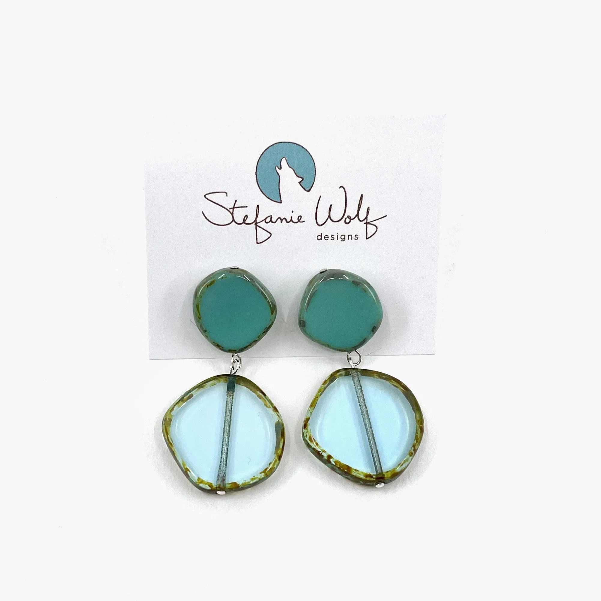 Statement Earrings, Drop Earrings on Post, Circle Duo