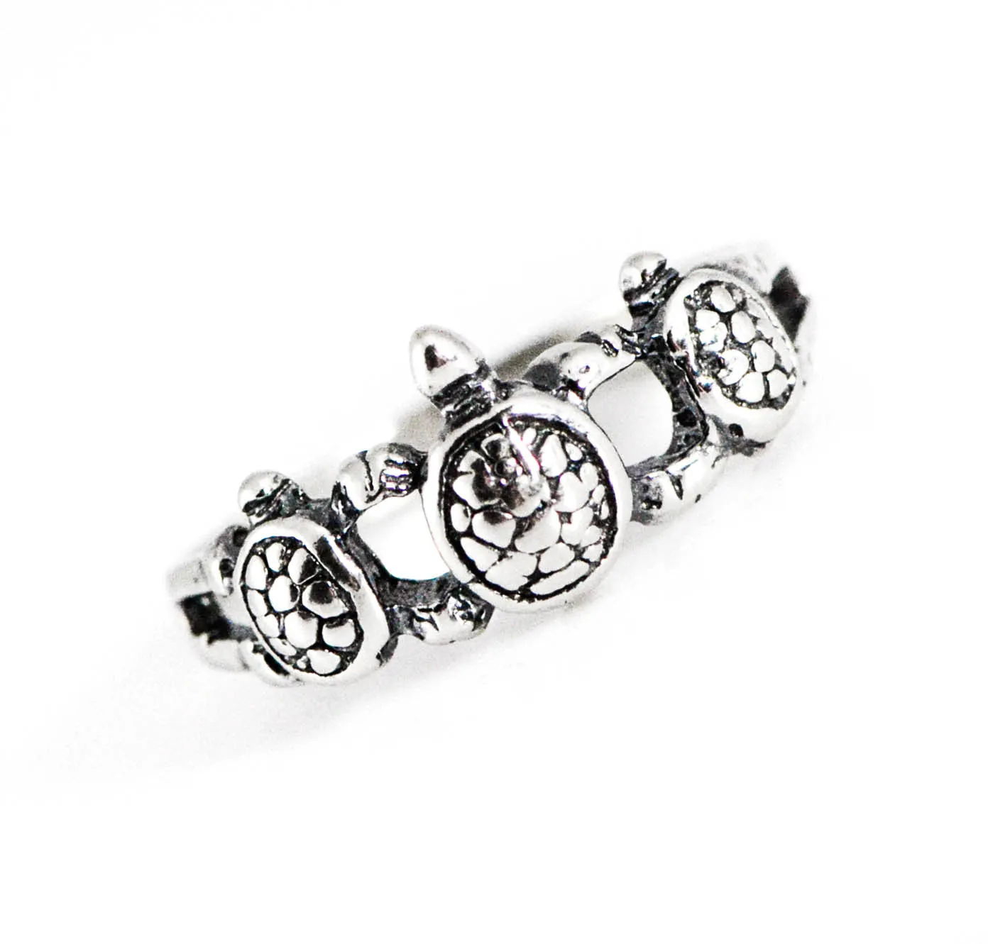 Sterling Silver Antiqued 3 Turtle Ring