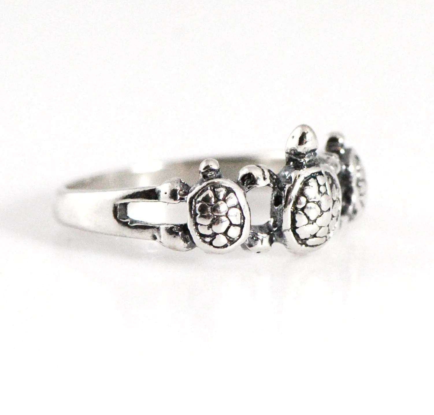 Sterling Silver Antiqued 3 Turtle Ring