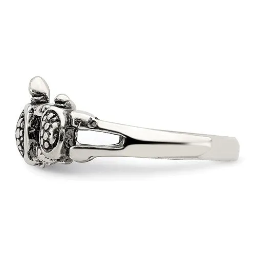 Sterling Silver Antiqued 3 Turtle Ring