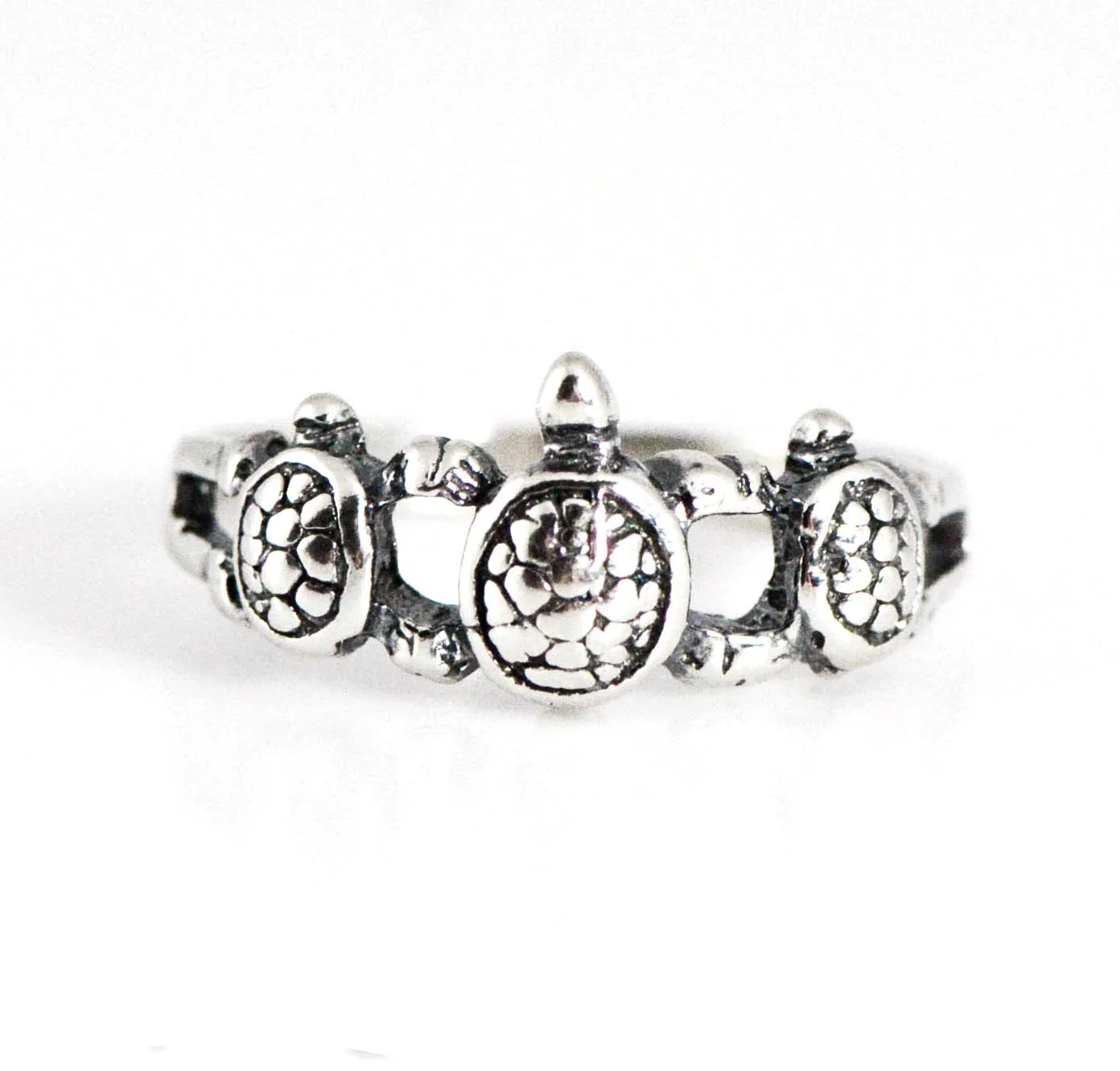 Sterling Silver Antiqued 3 Turtle Ring