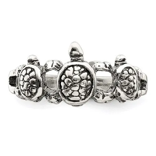 Sterling Silver Antiqued 3 Turtle Ring