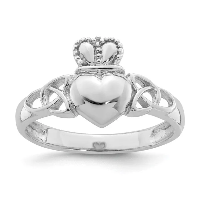 Sterling Silver Claddagh With Celtic Knots Ring