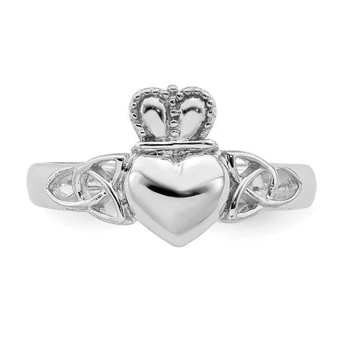 Sterling Silver Claddagh With Celtic Knots Ring