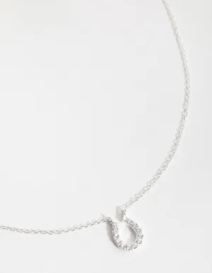 Sterling Silver Mini Pave Horseshoe Necklace