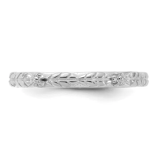 Sterling Silver Stackable Expressions Textured Flowers Ring