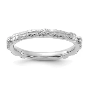 Sterling Silver Stackable Expressions Textured Flowers Ring