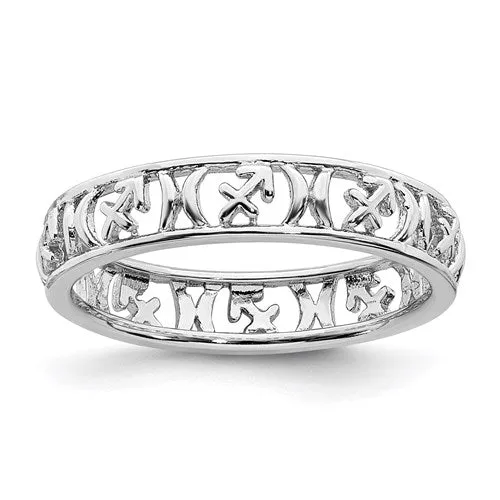 Sterling Silver Stackable Expressions Zodiac Ring - Various Signs