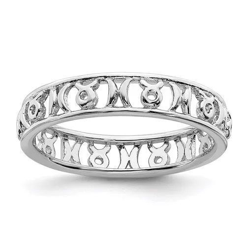 Sterling Silver Stackable Expressions Zodiac Ring - Various Signs