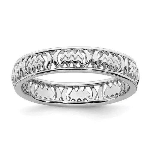 Sterling Silver Stackable Expressions Zodiac Ring - Various Signs