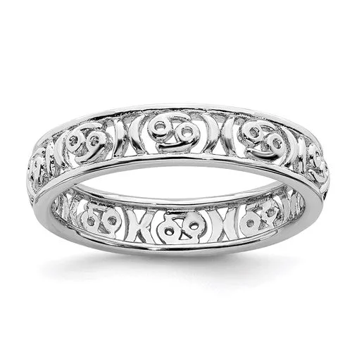 Sterling Silver Stackable Expressions Zodiac Ring - Various Signs