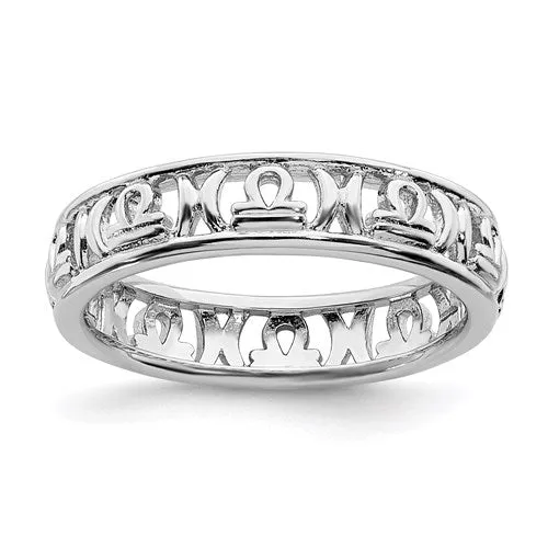 Sterling Silver Stackable Expressions Zodiac Ring - Various Signs