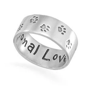 Sterling Silver 'Unconditional Love' Paw Print Band