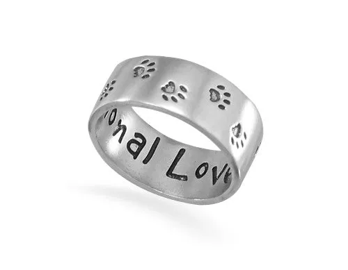 Sterling Silver 'Unconditional Love' Paw Print Band