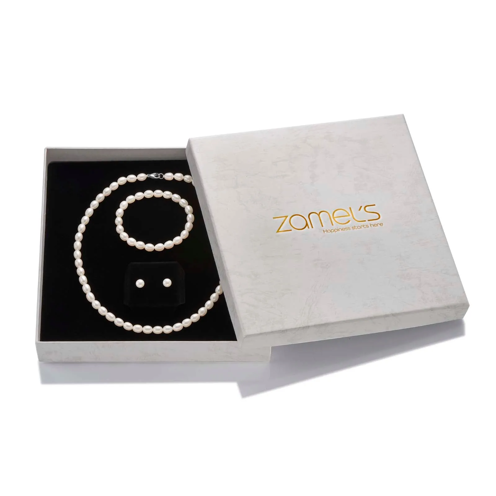 Sterling Silver White Freshwater Pearl Box Set