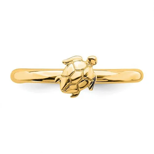 Sterling Silver Yellow Gold Plated Stackable Expressions Turtle Ring