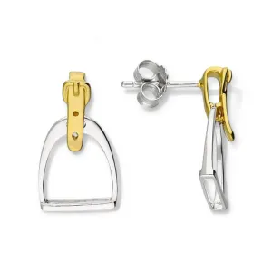 Stirrup And Buckle Earrings In Sterling Silver & 18 Carat Gold Vermeil