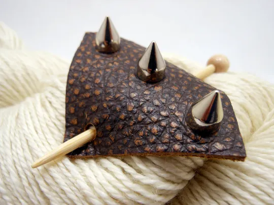 Studded Leather Shawl Pin ~ Bastille