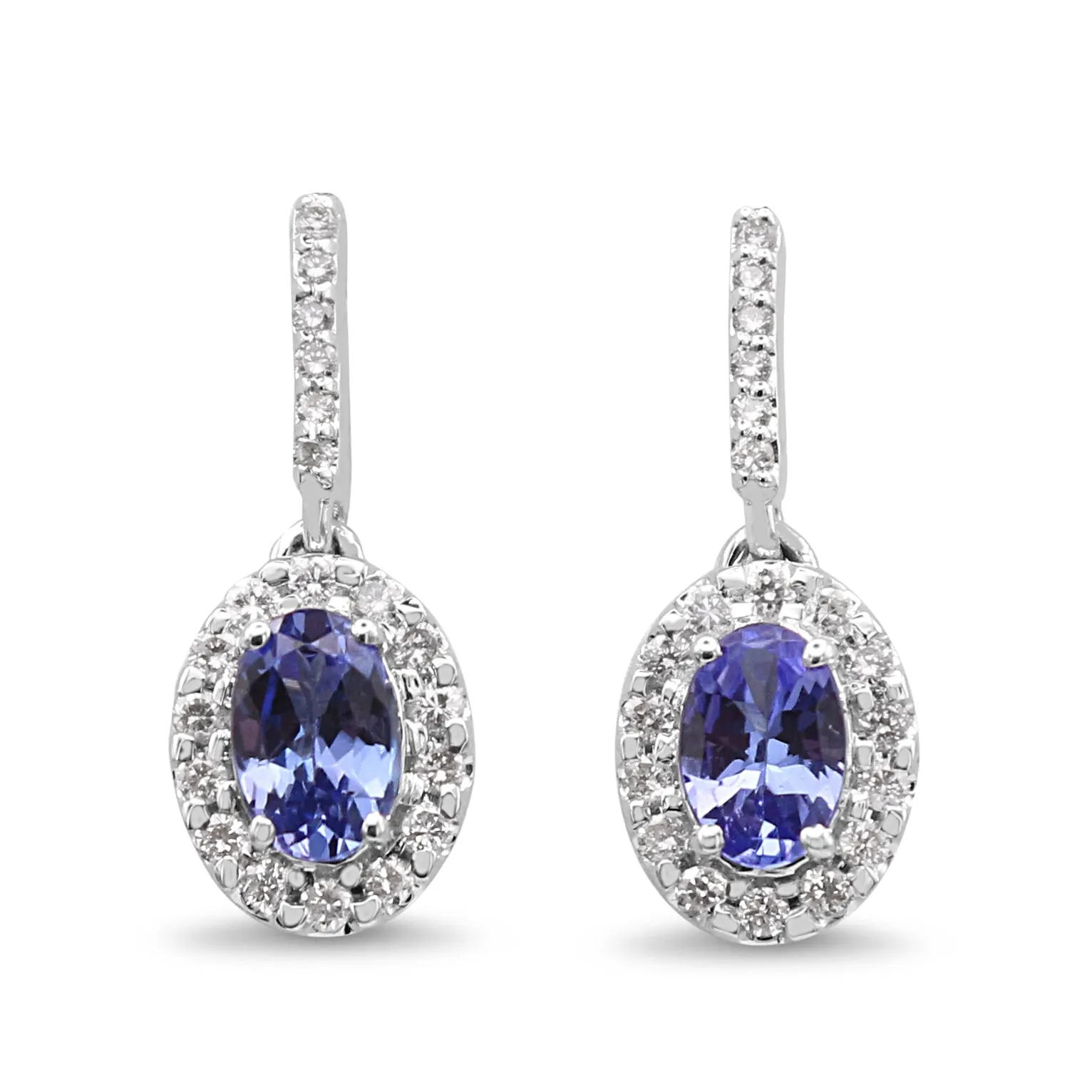 Tanzanite & Diamond Drop Earrings - 18ct White Gold