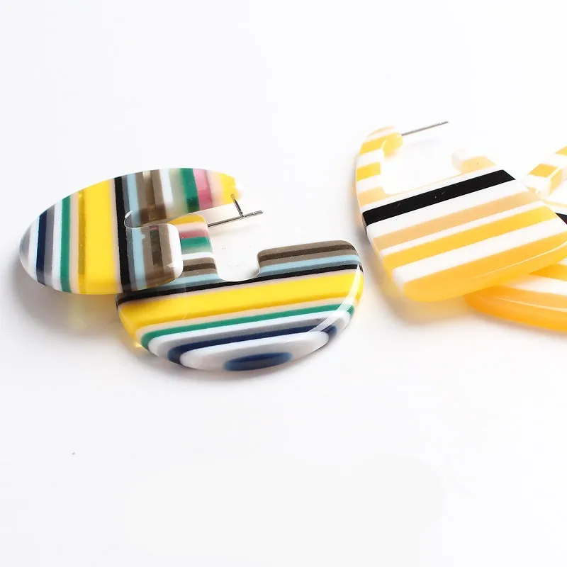 TEEK - Striped Disc Hook Earrings