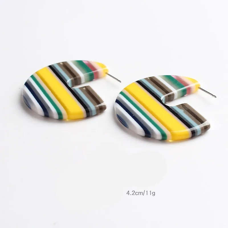 TEEK - Striped Disc Hook Earrings