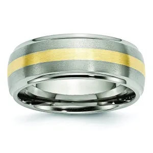 Titanium and Gold Mens Wedding Band