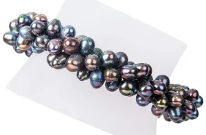 Triple Strands Twisted Peacock Freshwater Pearl Bracelet