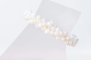 Triple Strands Twisted White Freshwater Pearl Bracelet