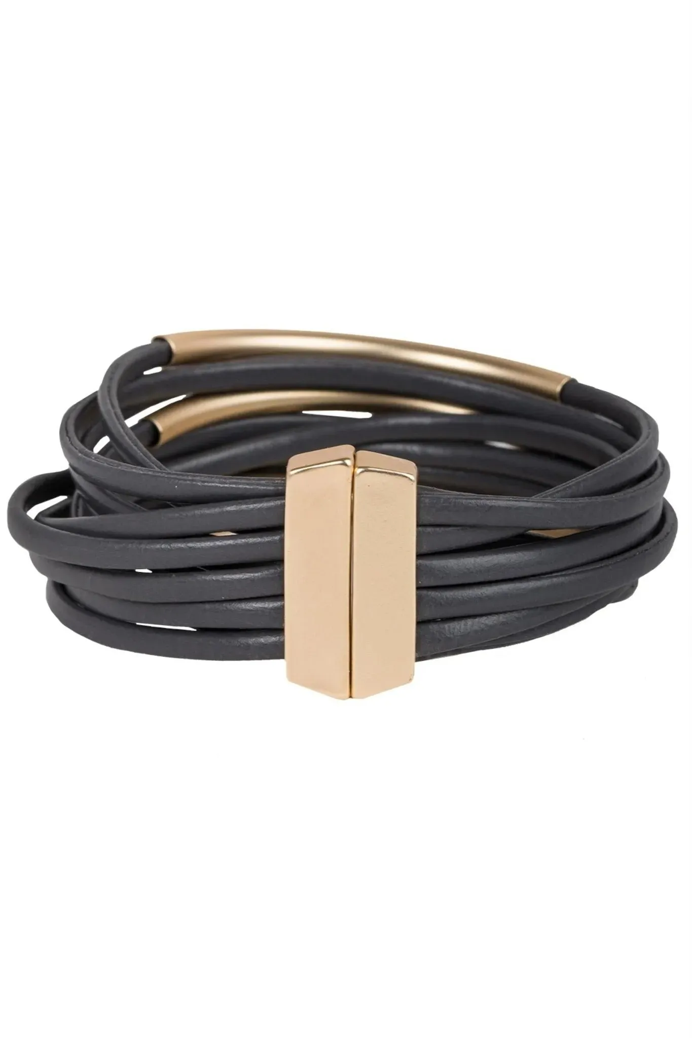 Tubular Leather Metal Bracelet