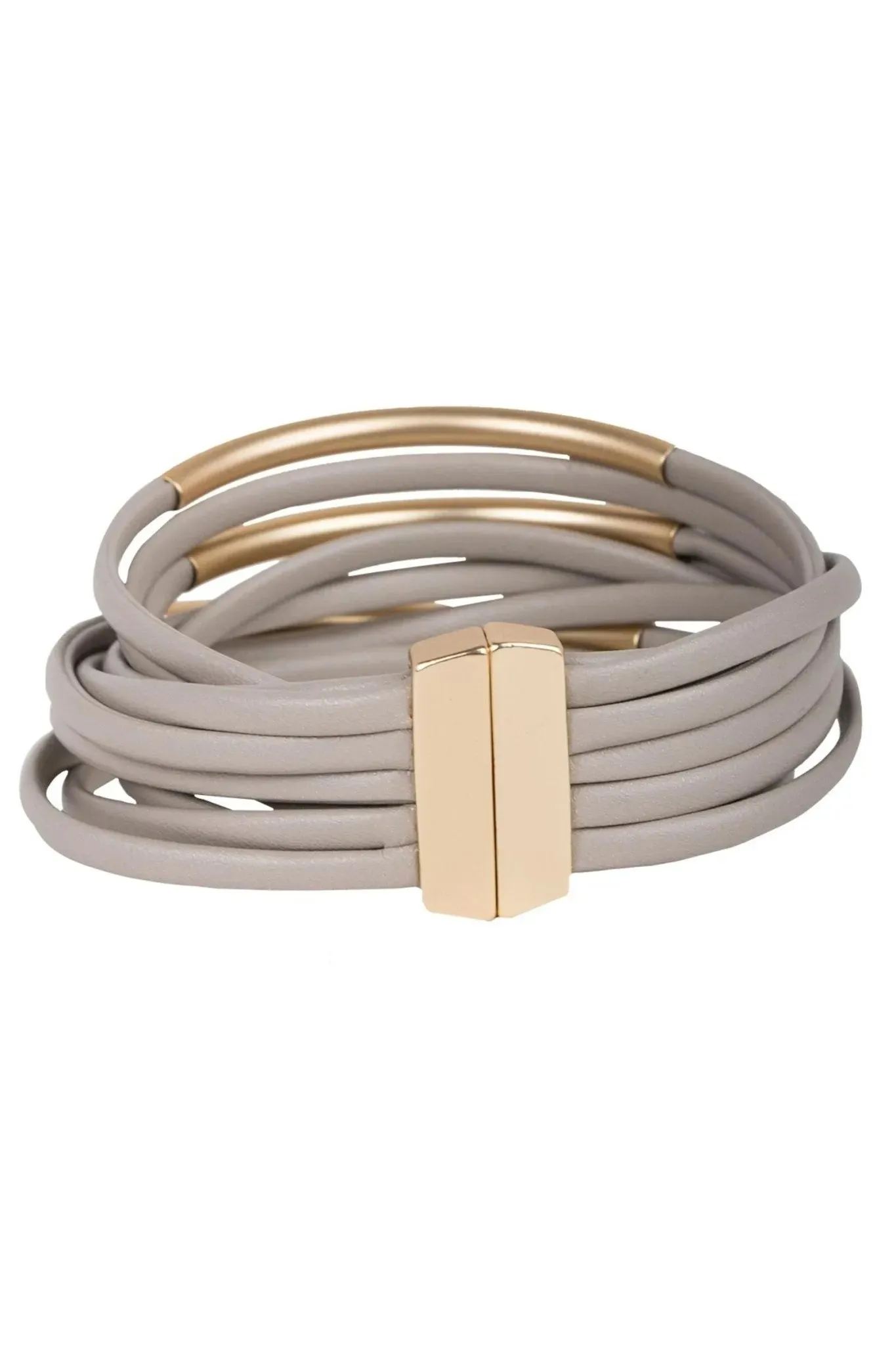 Tubular Leather Metal Bracelet