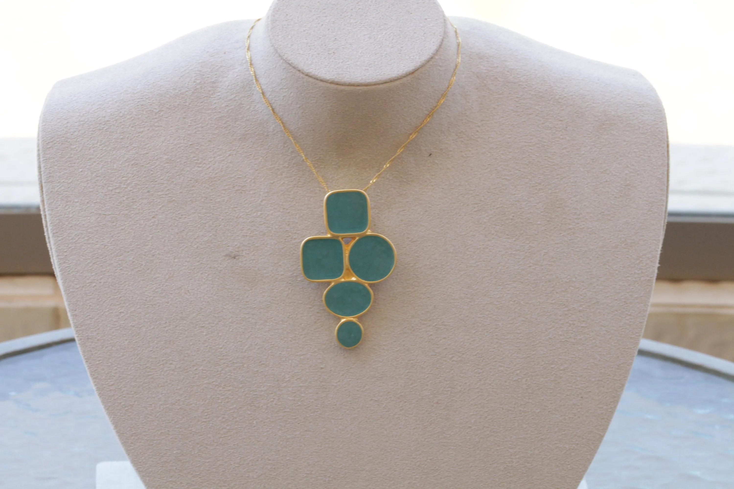 TURQUOISE ENAMEL NECKLACE