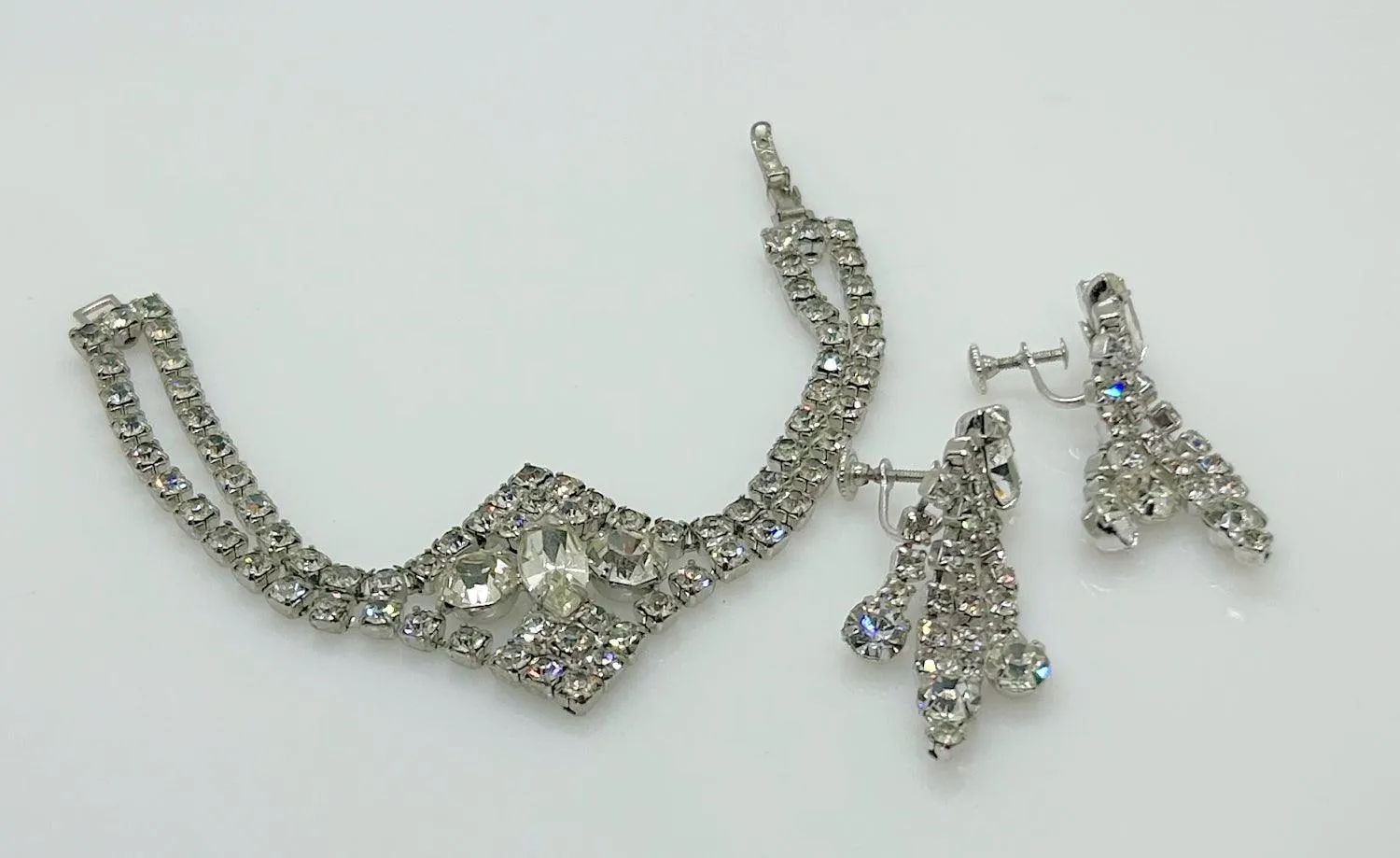 Vintage Art Deco Style Sparking Rhinestone Demi Parure