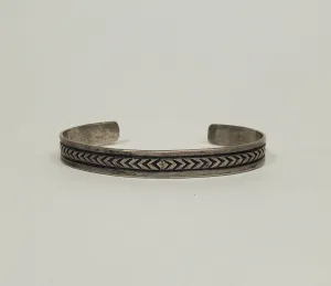 Vintage Engraved Design Silver Bangle Bracelet