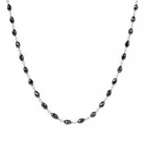 White Gold Black Diamond Beaded Necklace