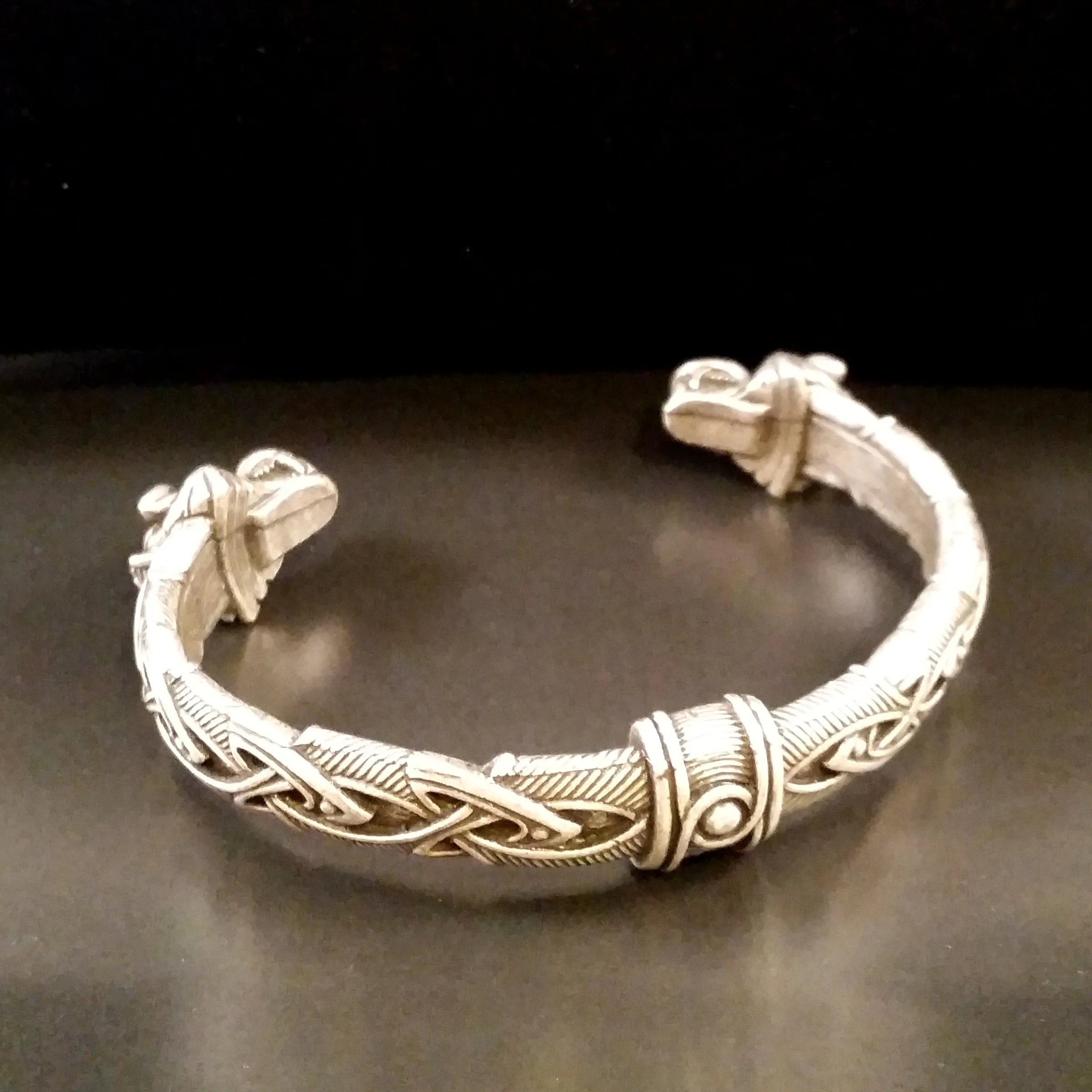 Wolf Bracelet Torc Silver Knot Work Norse Viking Style