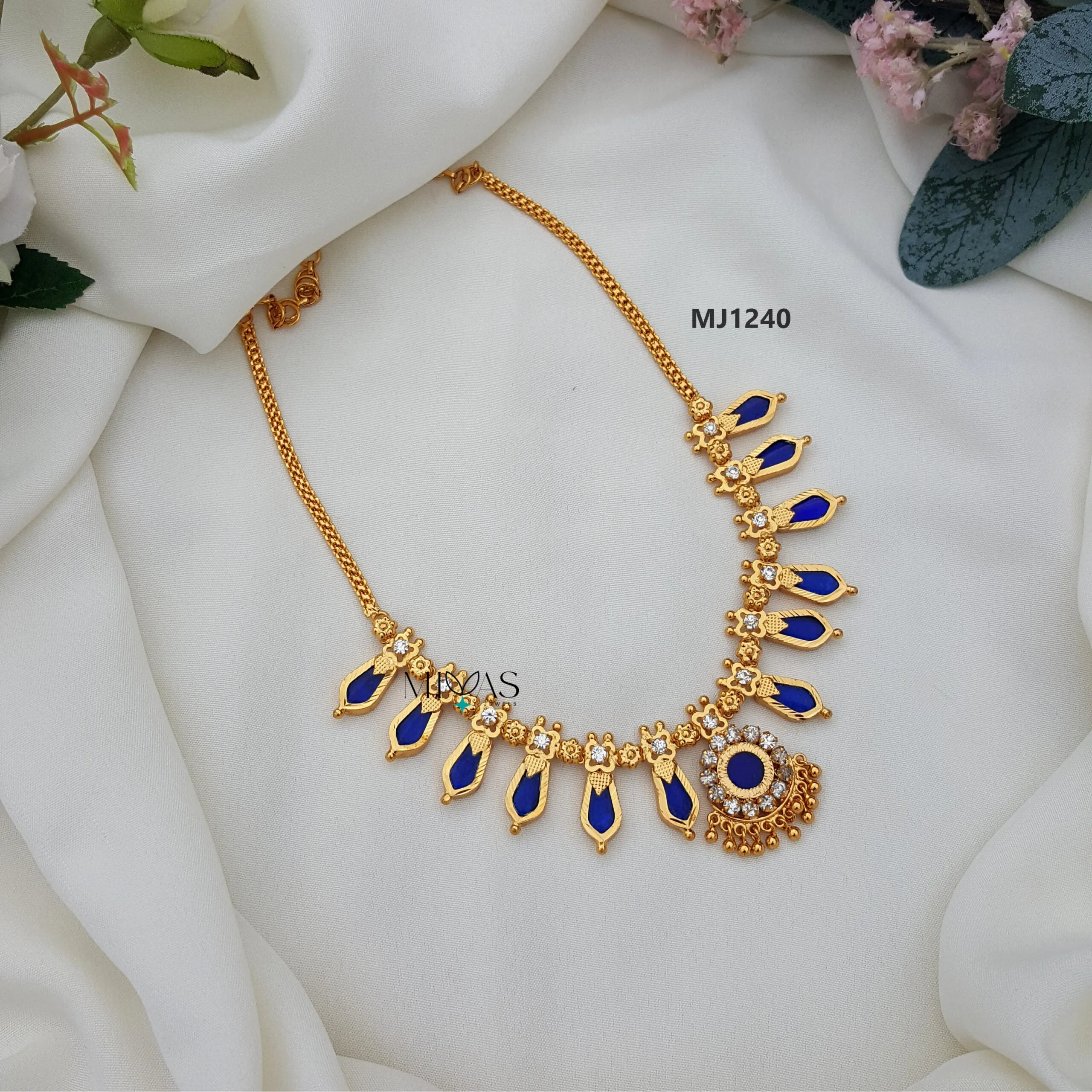 Yamika - Kerala Design Blue Nagapadam Necklace